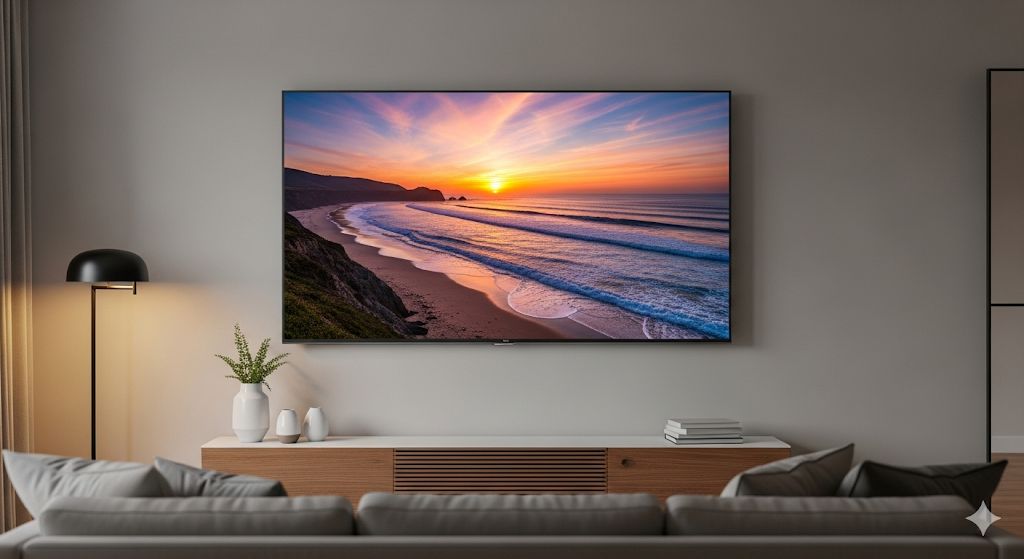 Smart TV interface met verschillende streaming apps zoals Netflix, Disney+ en Prime Video